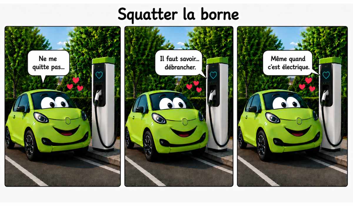Amour à la borne de recharge